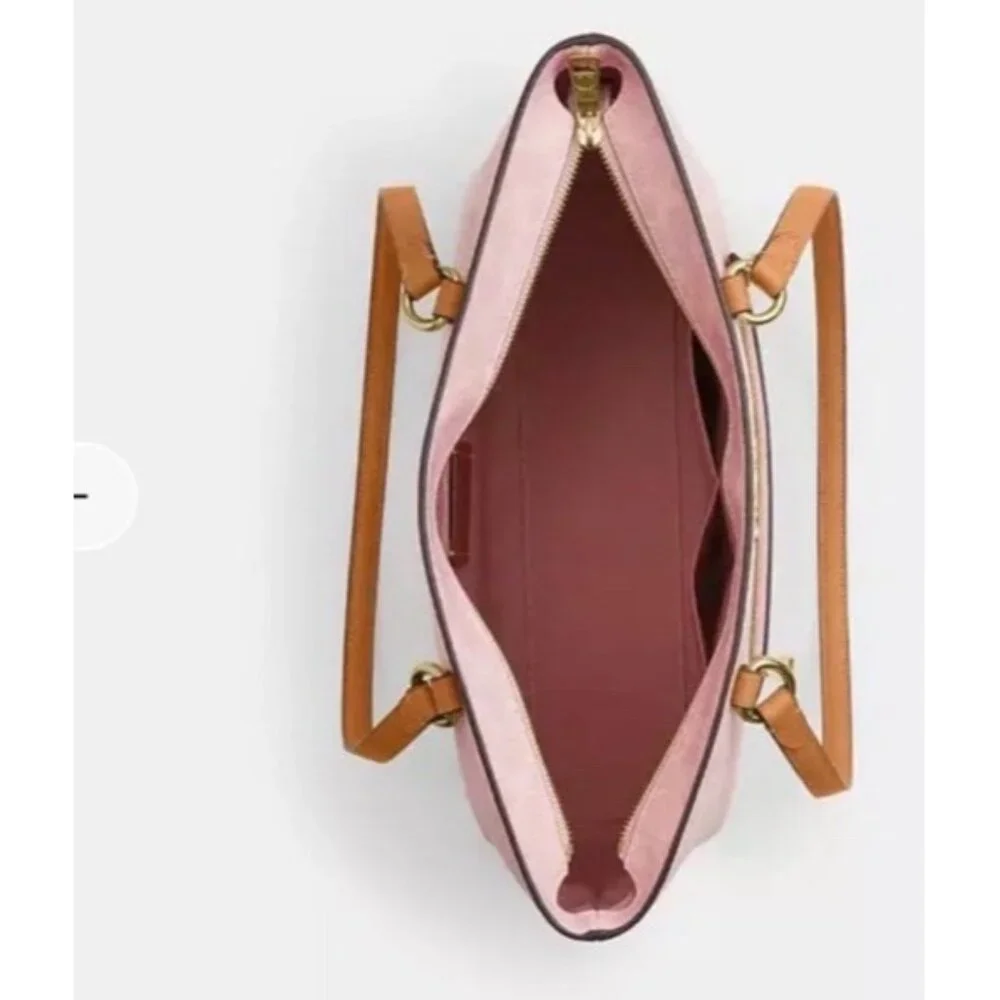 COACH Station Tote Bag Signature Canvas Leather Gold Powder Pink CEA21 Bag New - Picture 3 of 6